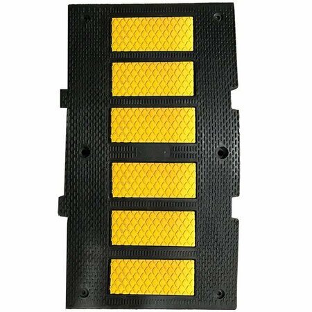 PLASTICADE Premium Textured Black Rubber Speed Hump with 6 Yellow Reflective Stripes 466PAHSP22M